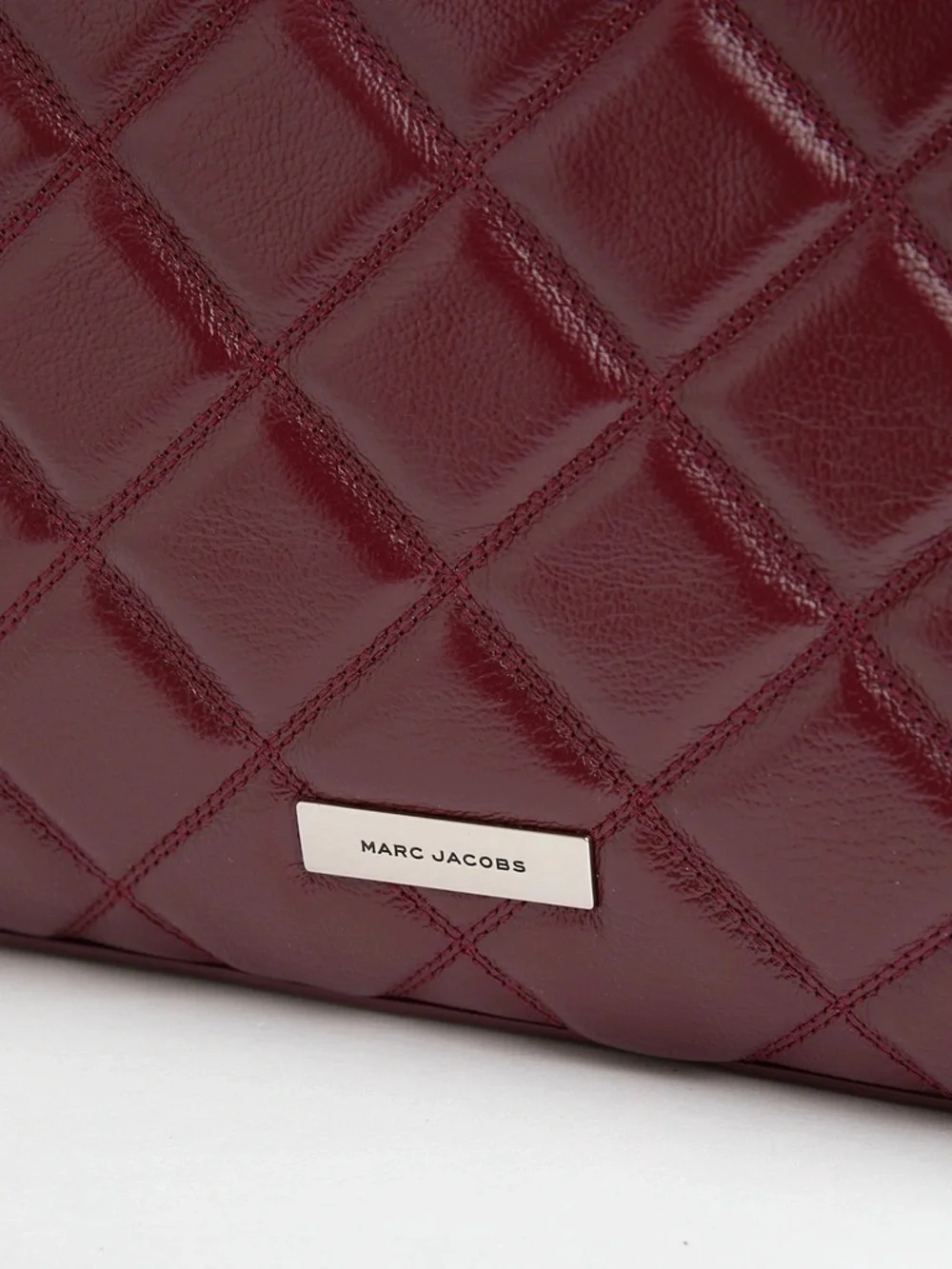 NWT Marc Jacobs The Dual Smooth Leather Quilted Shoulder Bag Dark Plum Maroon - Picture 6 of 15